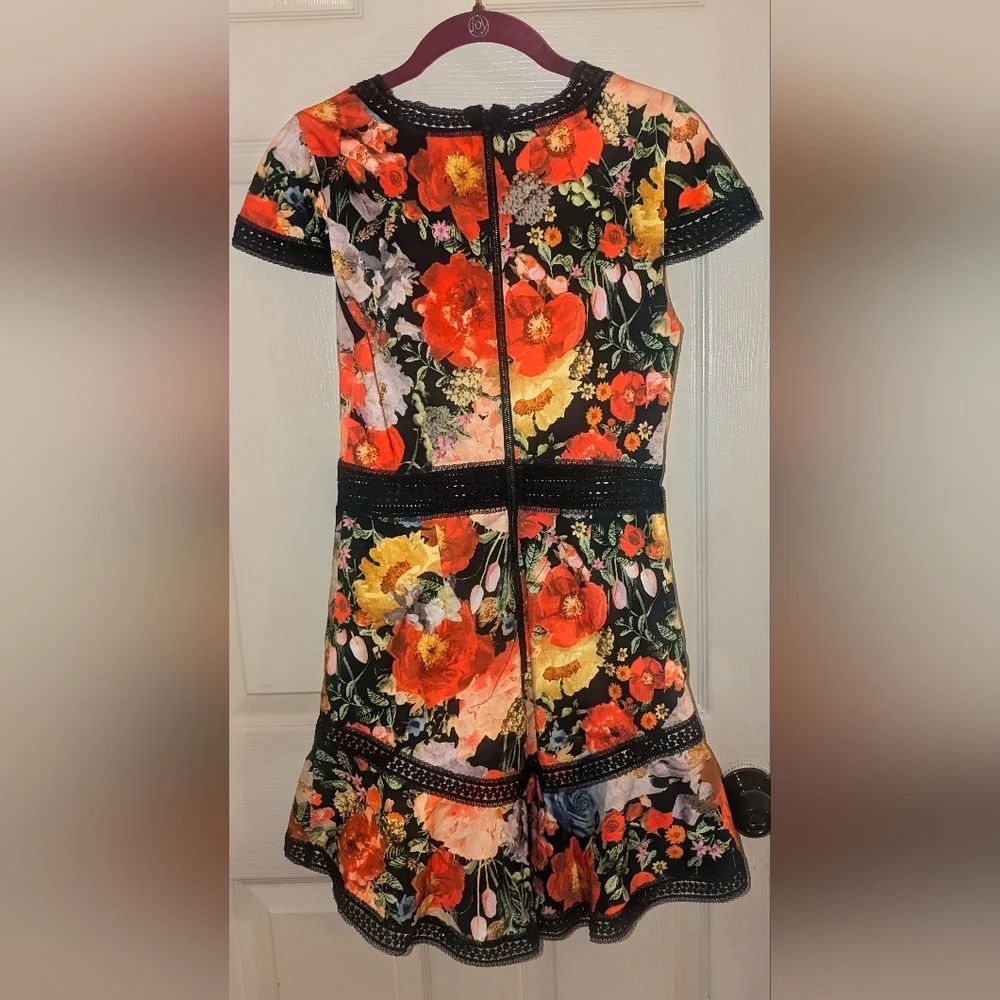 Alice + Olivia Rapunzel Fit and Flare Mini Dress in Blooming Garden - Picture 5 of 6